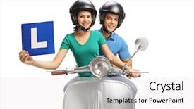  Presentation with white plate - Slides consisting of licences - young male and female background and a white colored foreground