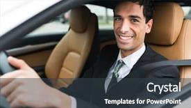  Presentation with sleepy yawning man driving car - Amazing PPT layouts having licencing - man driving his car backdrop and a tawny brown colored foreground