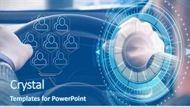  Presentation with digital image - Presentation theme with turning gears computer - composite image of digital composite background and a ocean colored foreground