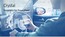  Presentation with technology and informatics - Slide set having turning gears computer - composite image of technology interface background and a light blue colored foreground