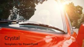  Presentation with sleepy yawning man driving car - Slide deck featuring alternator - images of a man driving background and a  colored foreground