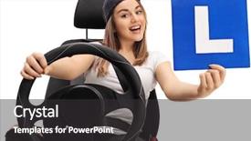  Presentation with seat belt in car safety - Audience pleasing presentation consisting of l - joyful young girl showing backdrop and a tawny brown colored foreground