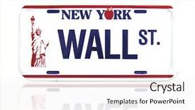  Presentation with wall street - Beautiful PPT layouts featuring bull bear - license plate with a wall backdrop and a sky blue colored foreground