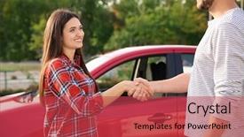  Presentation with driving - Theme enhanced with licensing - young woman passed driving license background and a red colored foreground