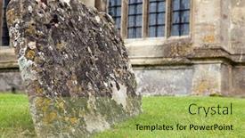  Presentation with medieval church - Colorful slides enhanced with lichen-covered-medieval-graves backdrop and a yellow colored foreground