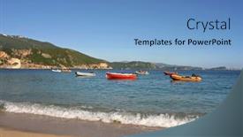  Presentation with beach - Audience pleasing presentation consisting of lichnos-beach-in-parga-northern backdrop and a light blue colored foreground