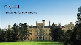  Presentation with ancient civilisation - Audience pleasing PPT theme consisting of lichtenstein - ancient castle in czech republic backdrop and a  colored foreground