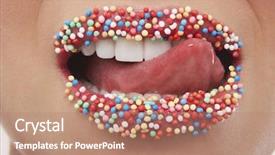  Presentation with lips - Cool new slides with licking lips covered in sprinkle backdrop and a coral colored foreground