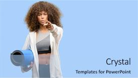  Presentation with african american culture - Beautiful slide deck featuring lider - african american fitness woman training backdrop and a light blue colored foreground