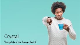  Presentation with coffee cup - Theme having lider - afro american man drinking cup background and a arctic colored foreground