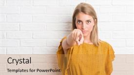  Presentation with floral border over white - Colorful PPT theme enhanced with lider - beautiful young woman over white backdrop and a gold colored foreground