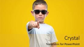  Presentation with child development stages - Amazing PPT theme having lider - dark haired little child wearing backdrop and a gold colored foreground