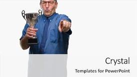  Presentation with successful - Slides having lider - handsome senior successful man holding background and a white colored foreground