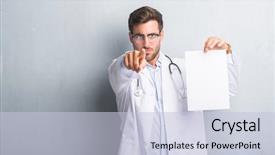  Presentation with young man and a woman - PPT theme having lider - handsome young doctor man background and a lemonade colored foreground
