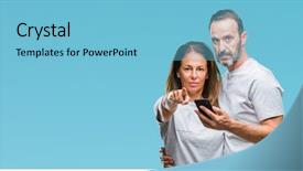  Presentation with couple - PPT theme with lider - middle age hispanic couple texting background and a light blue colored foreground