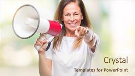  Presentation with yelling - Beautiful slides featuring lider - middle age hispanic woman yelling backdrop and a cream colored foreground