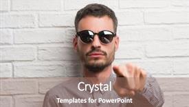  Presentation with white brick wall - Theme featuring lider - young adult man wearing sunglasses background and a  colored foreground