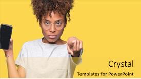  Presentation with african american high school - Theme enhanced with lider - young african american woman showing background and a yellow colored foreground
