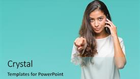  Presentation with arab - Colorful presentation design enhanced with lider - young beautiful arab woman talking backdrop and a seafoam green colored foreground