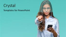  Presentation with arab - Colorful slide set enhanced with lider - young beautiful arab woman texting backdrop and a seafoam green colored foreground