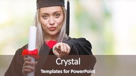  Presentation with woman outlaw - PPT theme featuring lider - young blonde woman wearing graduate background and a tawny brown colored foreground