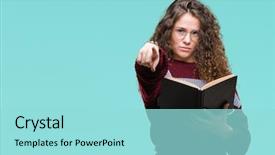  Presentation with girl reading - Presentation theme with lider - young brunette girl reading background and a arctic colored foreground