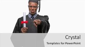  Presentation with african american in technology - Slide deck featuring lider - young graduated african american man background and a light gray colored foreground