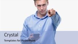  Presentation with handsome - Audience pleasing theme consisting of lider - young handsome blond man using backdrop and a light blue colored foreground