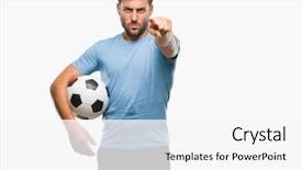  Presentation with one young man exercising handball - Slide set having lider - young handsome man holding soccer background and a white colored foreground