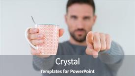  Presentation with coffee cup diary - Colorful PPT theme enhanced with lider - young man driking cup backdrop and a gray colored foreground