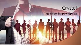  Presentation with team building - Audience pleasing theme consisting of lideran - building his super team backdrop and a coral colored foreground