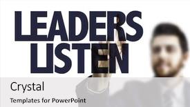  Presentation with business leaders - Colorful PPT theme enhanced with lideran - business man pointing the text backdrop and a white colored foreground