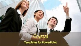  Presentation with modern building - Slide deck featuring lideran - happy business people background and a tawny brown colored foreground