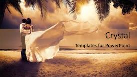  Presentation with tropical wedding - Amazing PPT layouts having lideran - wedding couple with the sunset backdrop and a coral colored foreground