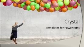  Presentation with suitcase - PPT theme consisting of lideran - young businesswoman with suitcase background and a  colored foreground