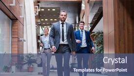  Presentation with young business people - Presentation theme with lideran - young multi ethnic business people background and a ocean colored foreground