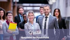  Presentation with multi ethnic group - Cool new presentation theme with lideran - young multi ethnic business people backdrop and a ocean colored foreground