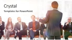  Presentation with coach - PPT layouts consisting of liderazgo - coach business classes with business background and a white colored foreground