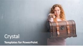  Presentation with vintage - Theme having lideres - young redhead woman holding vintage background and a gray colored foreground