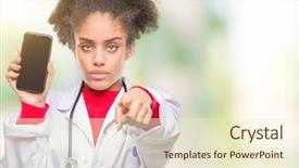  Presentation with afro - Cool new PPT theme with liders blue - young afro american doctor woman backdrop and a  colored foreground