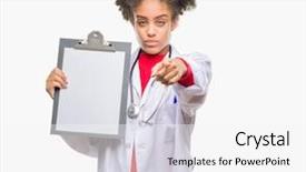  Presentation with american sign language - Presentation theme having liders blue - young afro american doctor woman background and a white colored foreground