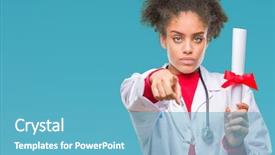  Presentation with doctor helps to get out of bed an elderly woman - Colorful PPT theme enhanced with liders blue - young afro american doctor woman backdrop and a teal colored foreground