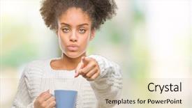  Presentation with american sign language - PPT layouts featuring liders blue - young afro american woman driking background and a  colored foreground