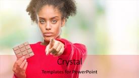  Presentation with afro - Audience pleasing presentation theme consisting of liders blue - young afro american woman eating backdrop and a red colored foreground