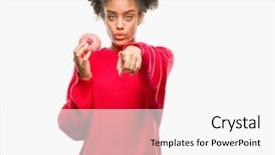  Presentation with eating - PPT theme featuring liders blue - young afro american woman eating background and a  colored foreground