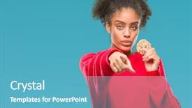  Presentation with american sign language - Amazing PPT theme having liders blue - young afro american woman eating backdrop and a teal colored foreground