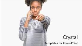  Presentation with american sign language asl - Theme with liders blue - young afro american woman talking background and a white colored foreground