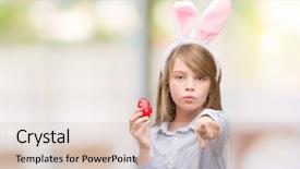  Presentation with bunny - Slides consisting of liders blue - young blonde child wearing easter background and a lemonade colored foreground