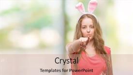  Presentation with christian easter jesus risen - Theme with liders blue - young blonde woman wearing easter background and a  colored foreground