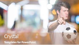  Presentation with football blue - Colorful slide deck enhanced with liders blue - young man holding soccer football backdrop and a  colored foreground